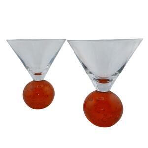 Red Ball Martini Glasses 5 inches Tall